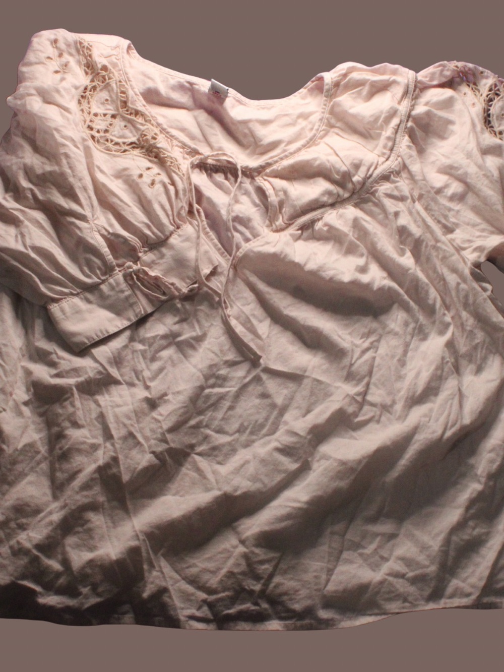 Old Navy Light Pink Peasant Blouse with Eyelet Detail